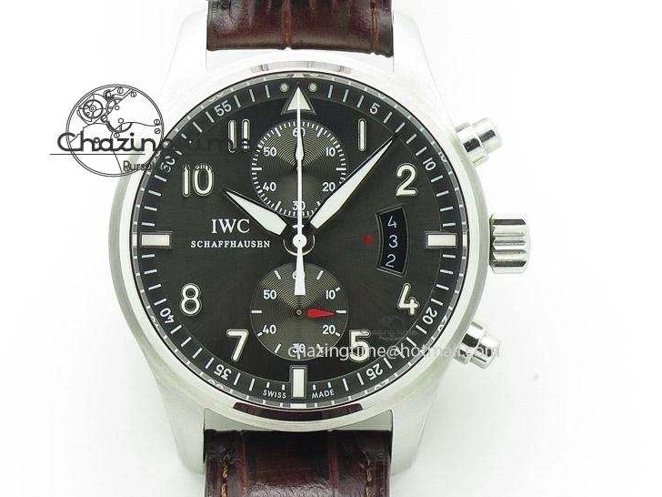 MIROTIME 0504 Pilot Chrono SS 3878 Gray Dial on Brown Leather Strap A Resilient 7395